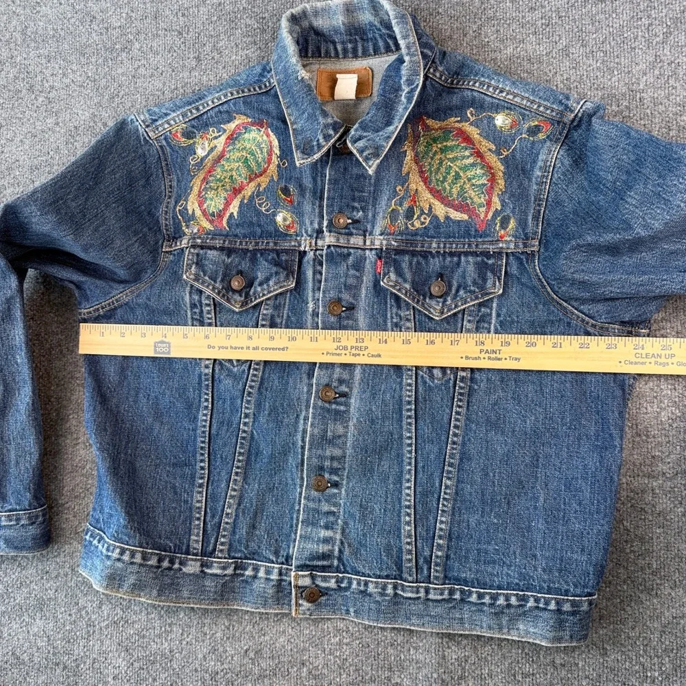 Vintage 70s Levis Jacket Mens 50 2XL Blue Glitter Art Type 3 Made in USA